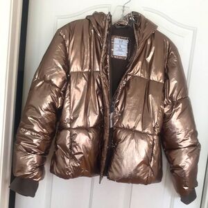 Metallic Goldish Bronze Puffer Jacket Kids size Large (10)